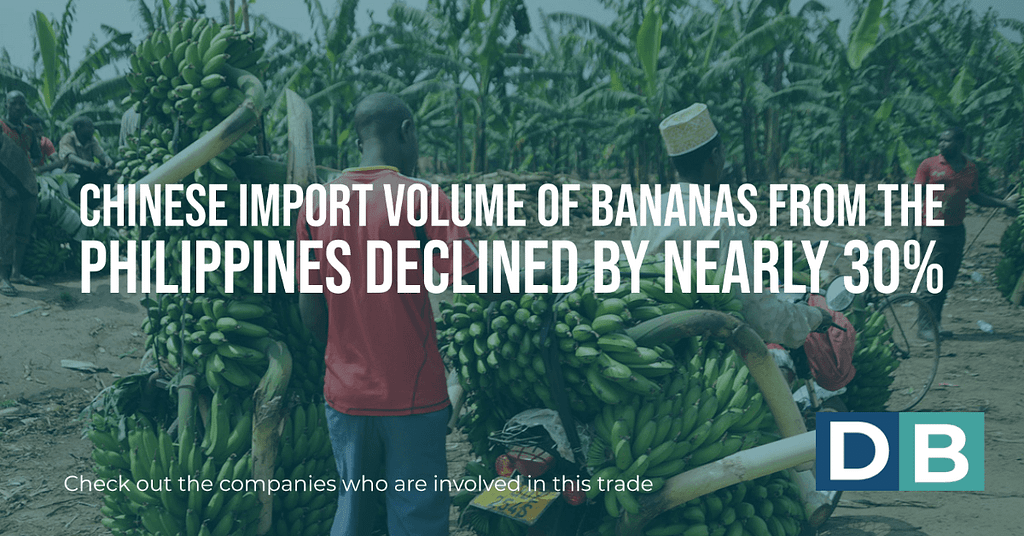 Chinese import volume of bananas from the Philippines declined by nearly 30%